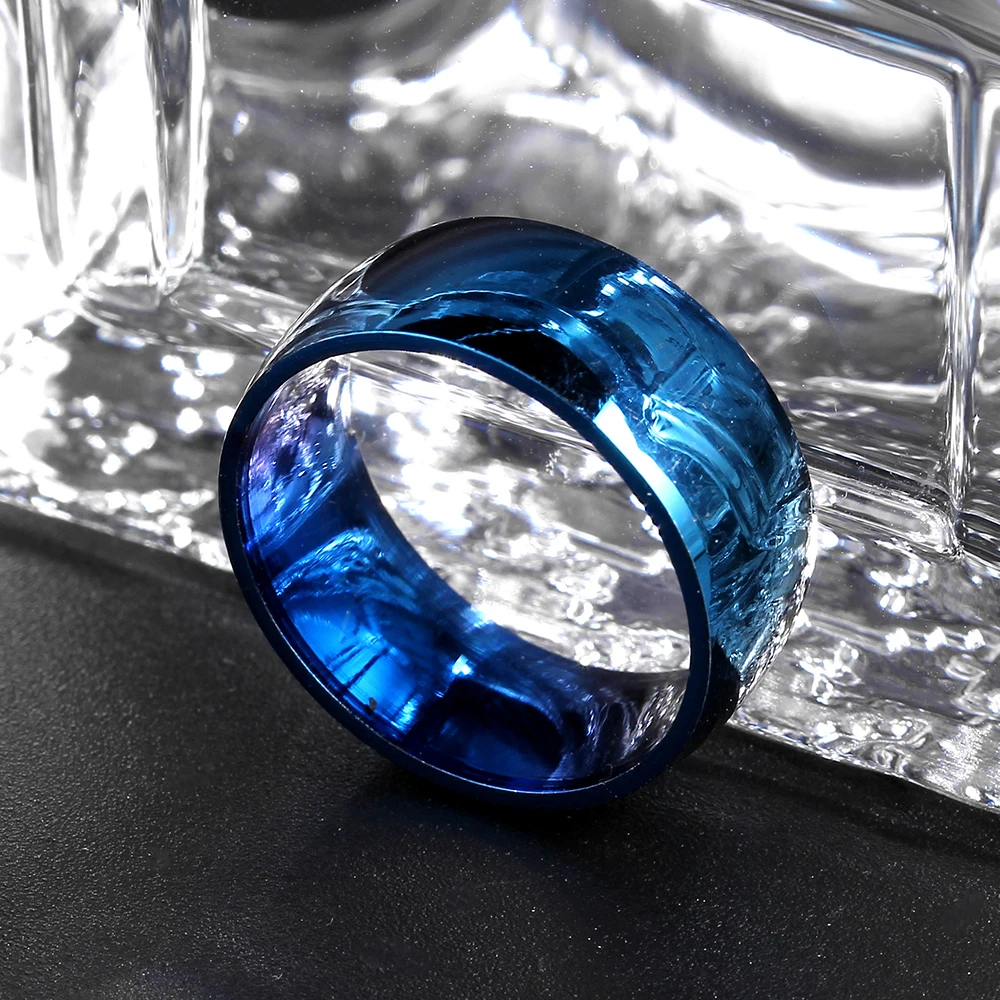 

8mm Blue Titanium Steel Ring for Men and Women