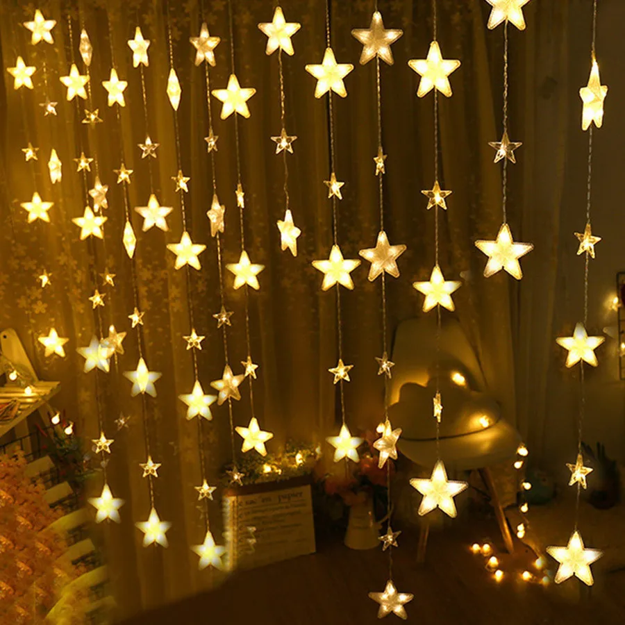 Cortina de Led Festa de Casamento de Fadas Luz do Sincelo 220v com Plugue da ue Thrisdar Estrela Romântico Janela Luz Cordas Natal 3.5m 7 Led Luz Cordas Natal Festa de Casamento