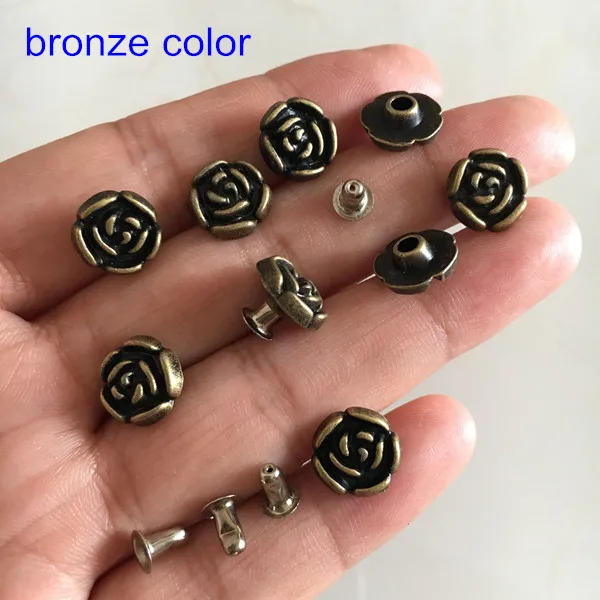 70 Set Rose Flower Spike Rivet Studs,10mm Rose Rivet For Leather Crafts