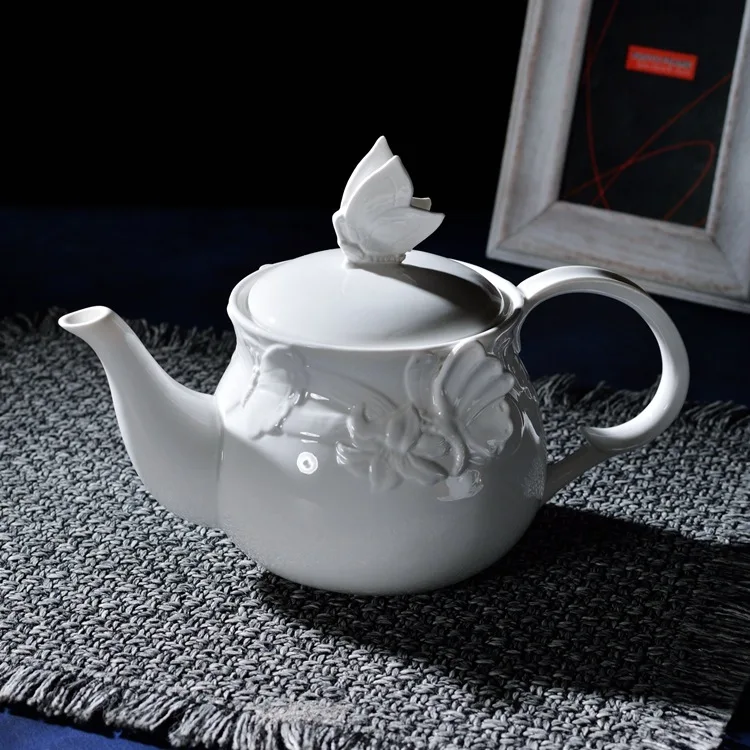

christmas Craft Coffee Pot Art Ceramic Coffee Pot Teapot 3D Stereo Embossed Coffee Pot Butterfly Pot