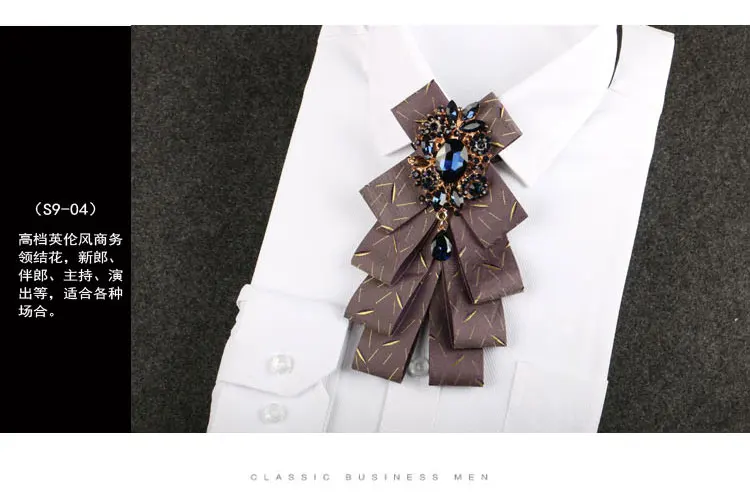 Британские деловые костюмы галстук-бабочка Для мужчин выйти замуж высокая-конец алмаз галстук-бабочка