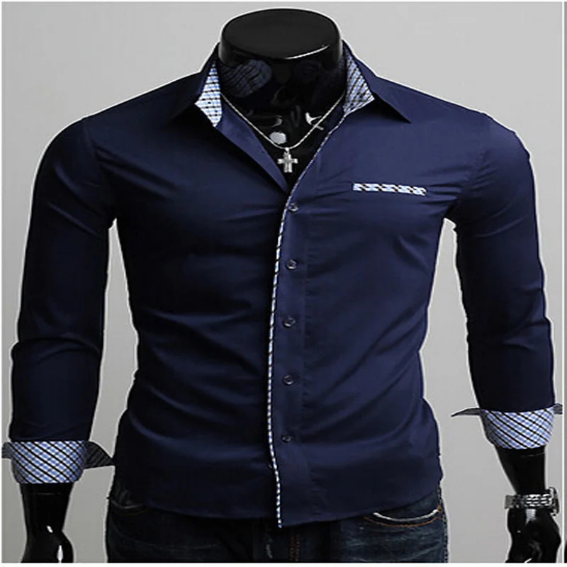 Big Salefree Shipping 2015 Mens Slim Fit Unique Neckline Stylish Dress