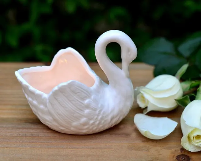 Белый лебедь температура керамические цветочные горшки романтический небольшой японский продуктовый подсвечник