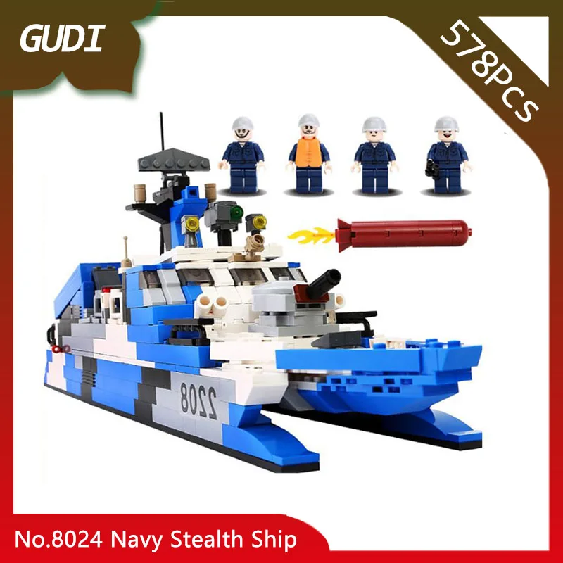 

Doinbby Store 8024 578Pcs S.W.A.T Series Navy Stealth Ship Model Building Blocks Set Bricks Compatible with Legoings