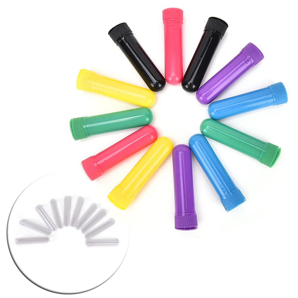 

12 Complete Sticks Essential Oil Aromatherapy Blank Nasal Inhaler Tubes Muti Color Blank Nasal Containers