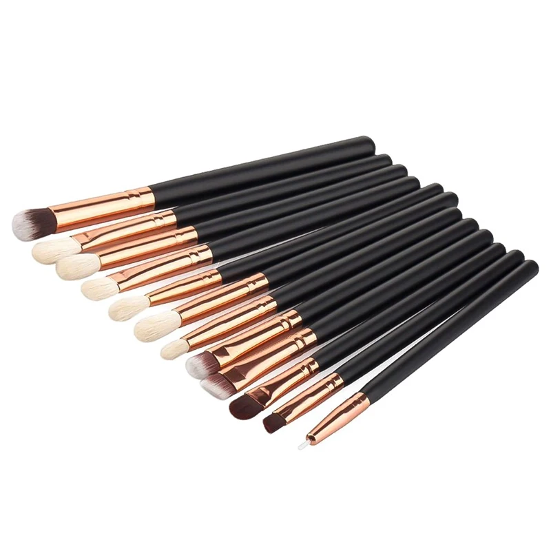 Pro 12Pcs Makeup Brushes Set Eye Shadow Foundation Powder Eyeliner Eyelash Lip Make Up Brush Cosmetic Beauty Tool Kit Hot - Handle Color: black