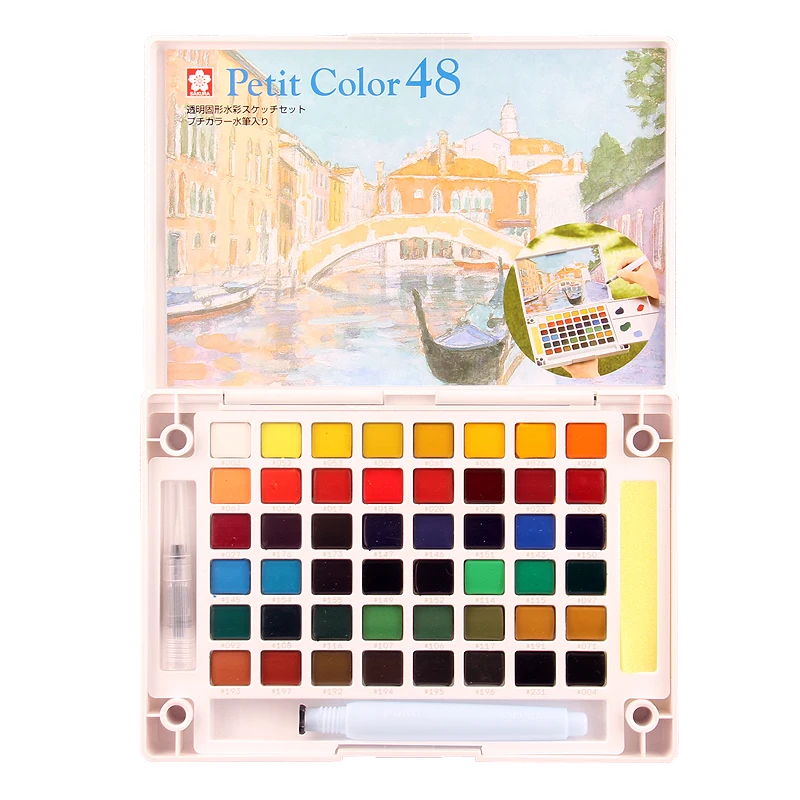 

Sakura solid watercolor paint set hand-painted brush sketch transparent watercolor Student art professional boxed art supplies