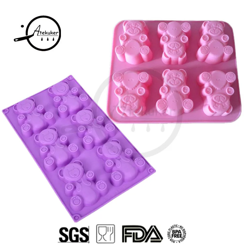 

Atekuker 2Pcs/set Bear Silicone Molds For Baking Cakes Silicone Form Soap Mold Cake Form Pudding Jelly Molds