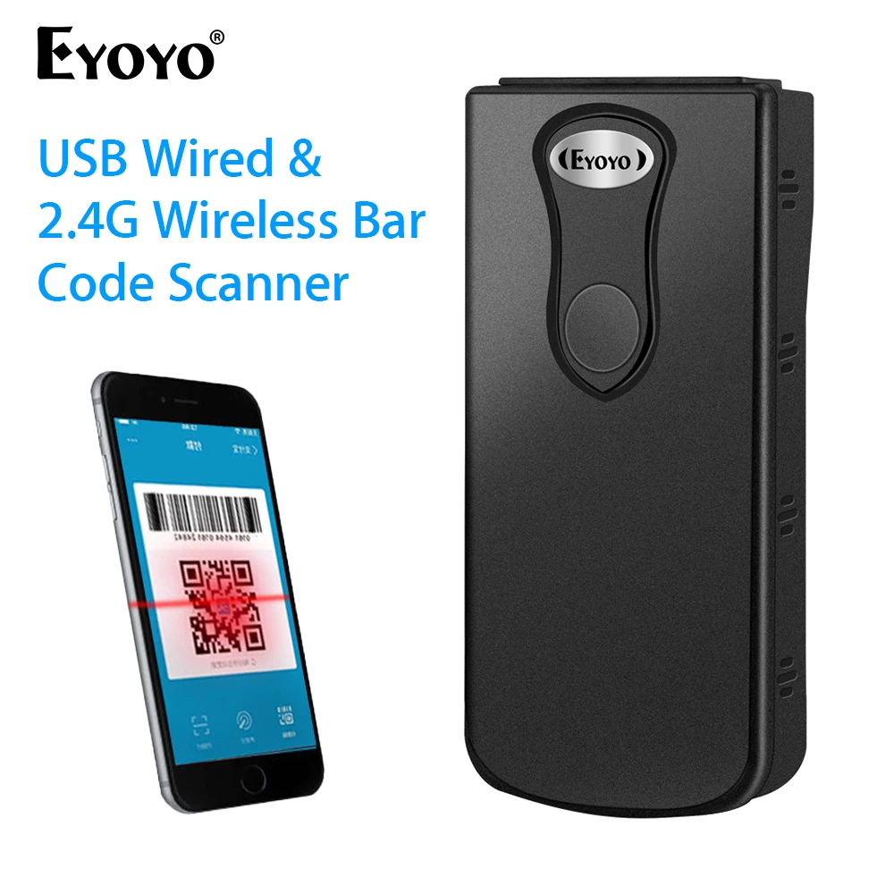 

Eyoyo Bluetooth 2D Barcode Scanner 3 in 1 Bar Code Reader Portable CCD Screen Scanning PDF417 Data Matrix for Windows iOS