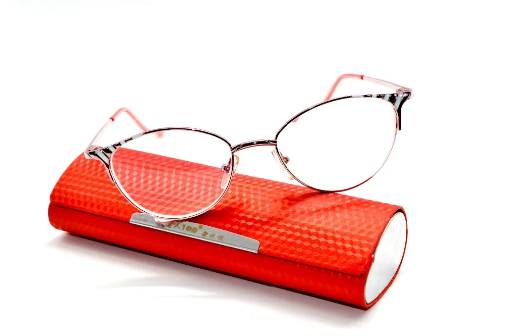 

[READING GLASSES WITH CASE ]CATEYE Titanium ALLOY SUPER LIGHT PINK MULTILAYER COATED LENS LADIES WOMEN +1 +1.5 +2 +2.5 +3+3.5+4