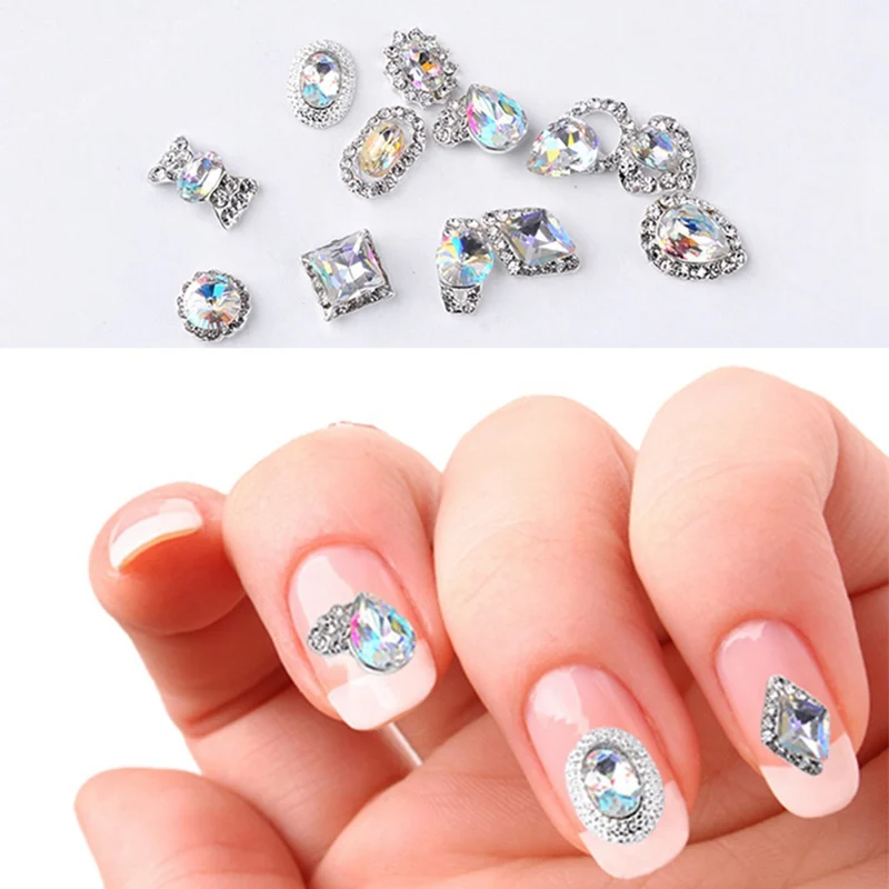 12 ногтей ювелирный сплав в форме Белый AB Nail украшения Craft|Стразы и украшения| |
