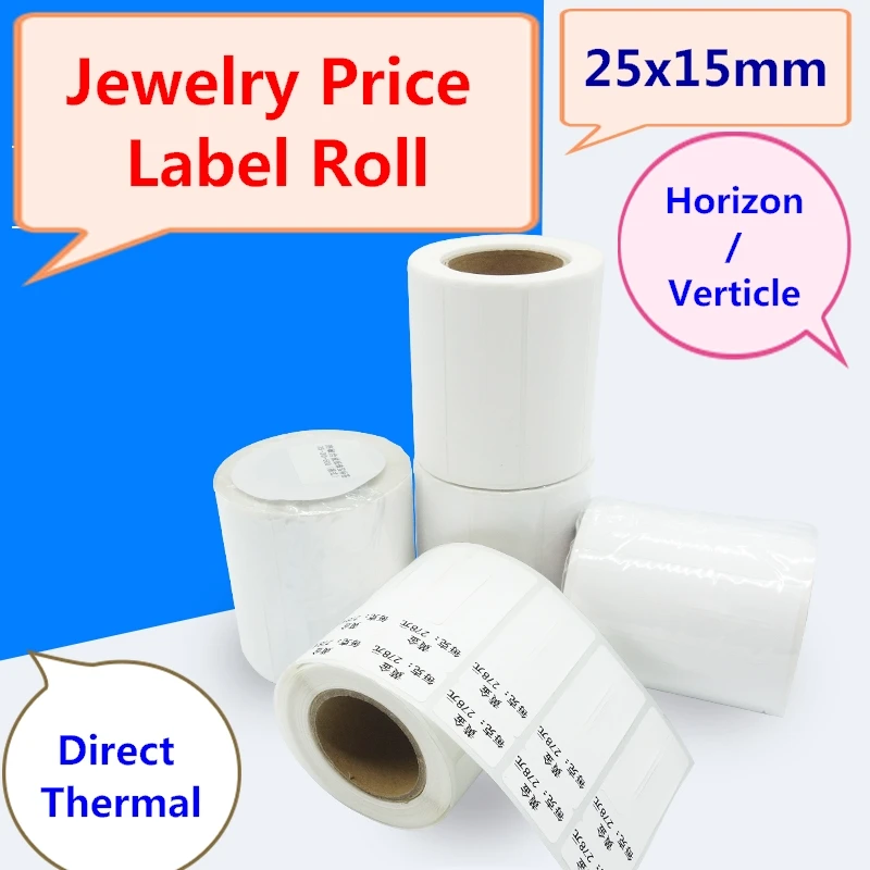 

Jewelry Sticker roll for direct thermal label printer, 1 Roll, 500pcs, Zebra compatible Jewelry display price label