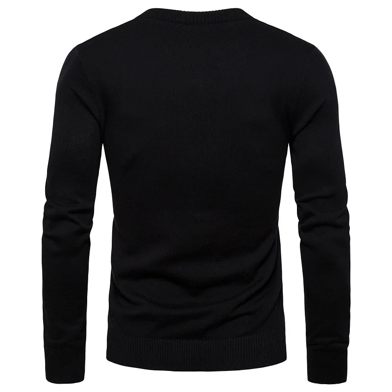 2019 Autumn Winter Brand Quality 100% Cotton Mens Sweaters V Neck Pullovers Men Solid Embroidery Sweater Men