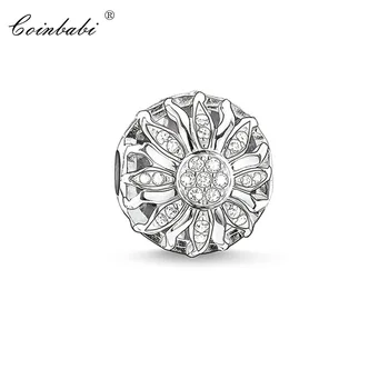 

Beads White CZ Sun, Thomas Style Silver TS Large Hole Jewelry For Women Gift Fit Karma Bracelet Necklace Key Chain Earrings