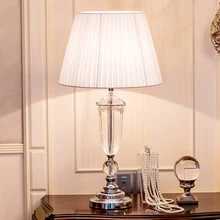 Современные K9 Кристалл Спальня настольная лампа Ткань абажур Гостиная украшения Abajur Настольная лампа для Спальня Lamparas De Mesa