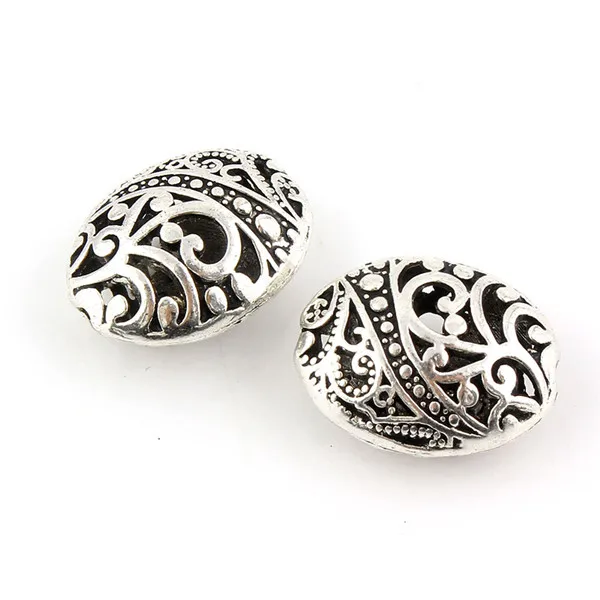 Spacer beads 10pcs 11x17x22mm Trendy Tibetan Silver Plated Ellipse Shaped Hollow Spacer Bead DIY Jewelry Making Bracelets