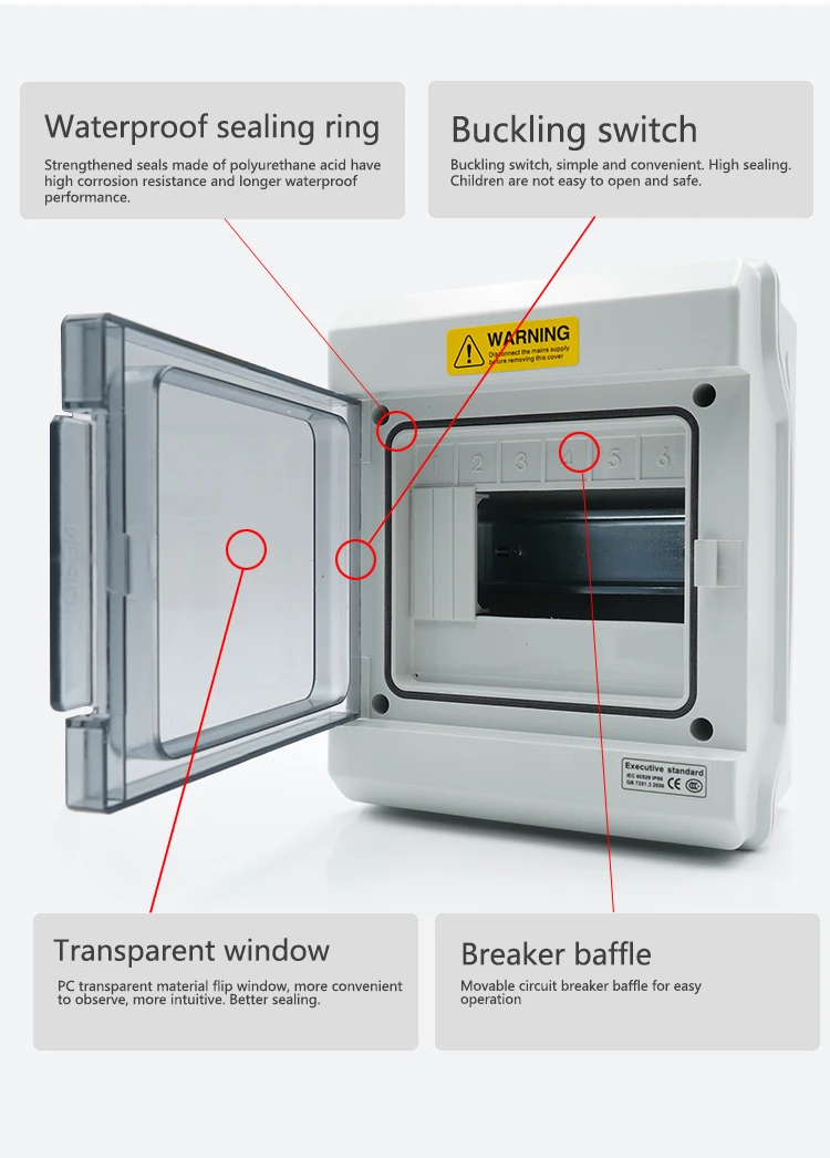 6-bit на открытом воздухе, распределительная коробка, IP65 в помещении и на открытом воздухе на стене пластиковая водонепроницаемая распределительная коробка, водонепроницаемая распределительная коробка