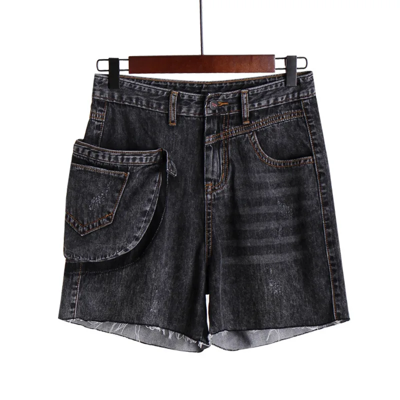 

Pocket decoration Casual Beach Denim Shorts Women Loose elasticity Short Jeans Fashion High Waist Sportwear Womens Shorts