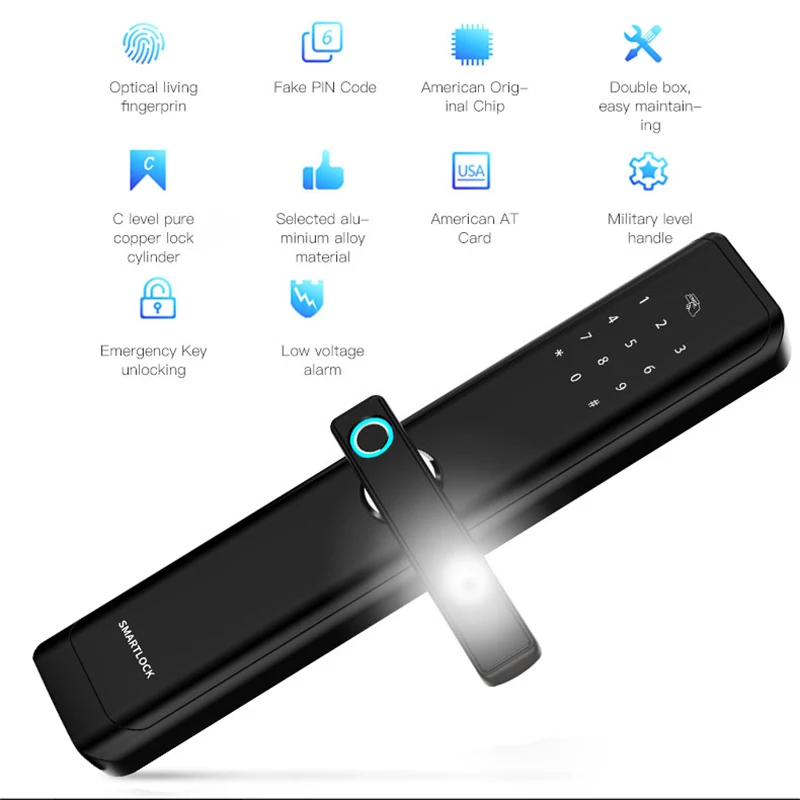 Дверной смарт замок KPIOCCOK Bluetooth управление через приложение пароль IC карта сканер