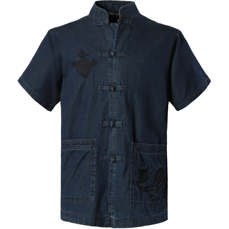 

2019 Spring Autumn Features Shirts Men Casual Chinese Traditional Short Sleeves Tang Shirt Male Shirts L943