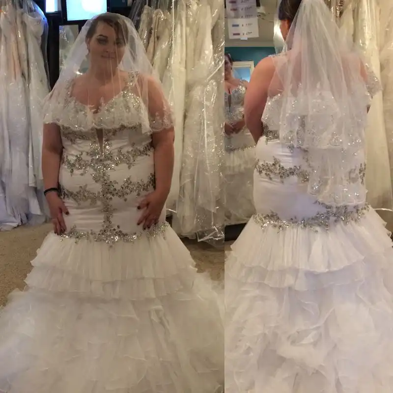 Luxury Crystal Plus Size Mermaid Wedding Dresses Bridal Gowns