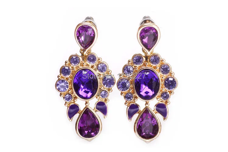 Online Free Shipping Purple Water Drop Crystal Earring Online Free Shipping Purple Water Drop Crystal Earring Of Gold Brinco Cc Allied Express Jewelry Aliexpress Mobile