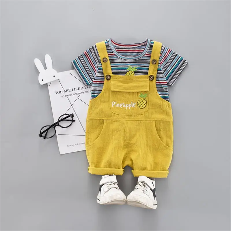 yellow baby clothing baby boy summer clothes two piece set baby t