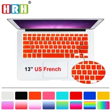 HRH AZERTY французский язык силиконовый чехол клавиатура кожи протектор для Macbook Air Pro retina 1" 15" 1" английская версия