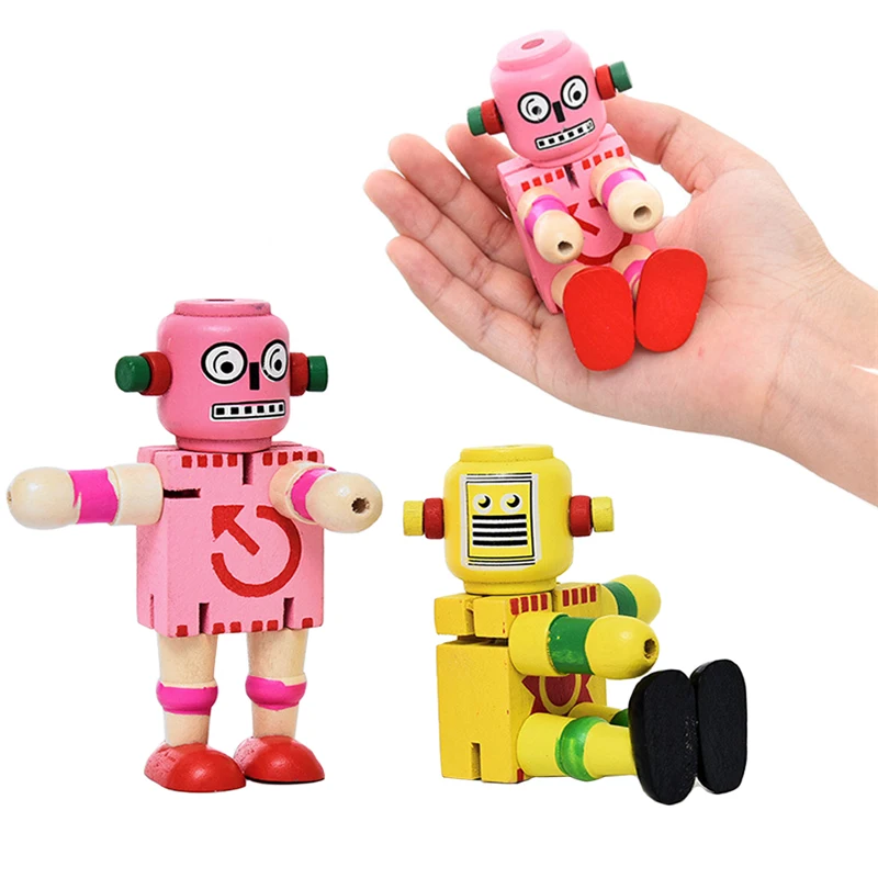 

Children Wooden Robot Toy Baby Learning Educational Toy Elasticity Deformation Robot Kids Early Learning Toys