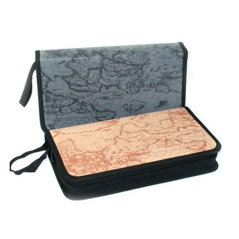 New CD Case World Map Pattern CD Bag 80 Disc Capacity For Home Or Car CD Bag