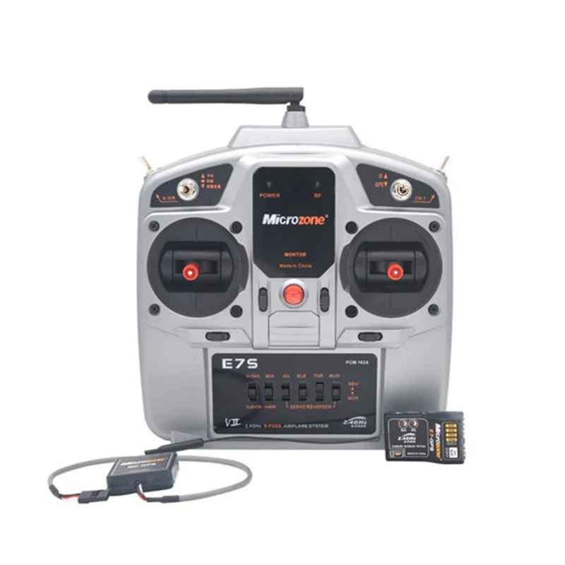 

Microzone MCE7S 7CH 2.4G remote control transmitter MCE7-GPS receiver with gyro MC-GPS module radio system for RC aircraft