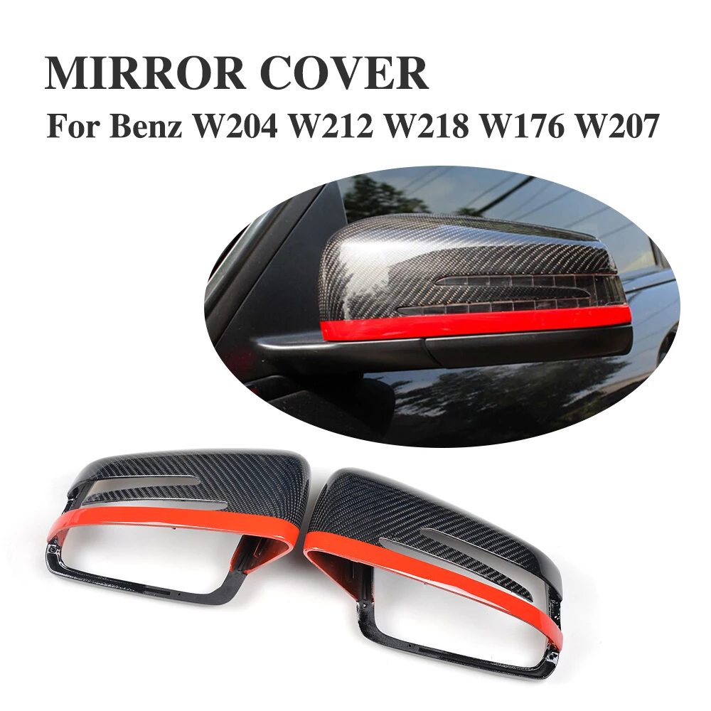 

Carbon Fiber Direct Replacement Style Side Mirror Cover Caps for Mercedes Benz W204 W212 W218 W176 W207 With Red/Blue Line