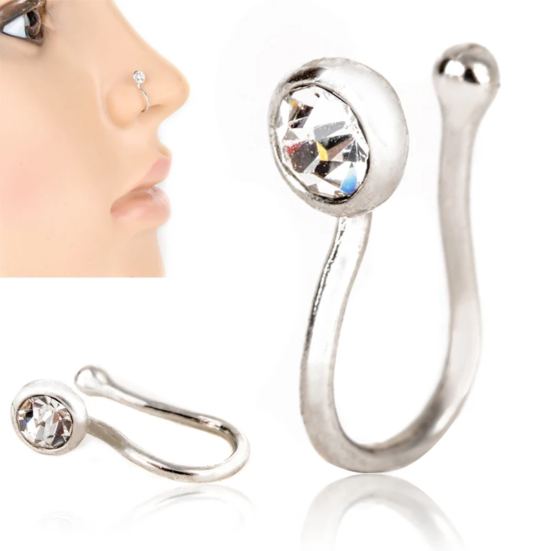 

Fashion Piercing Nose Ring Shellhard Crystal Stud Hoop Fake Septum Clip Cuff Nose Rings For Women Body Piercing Jewelry