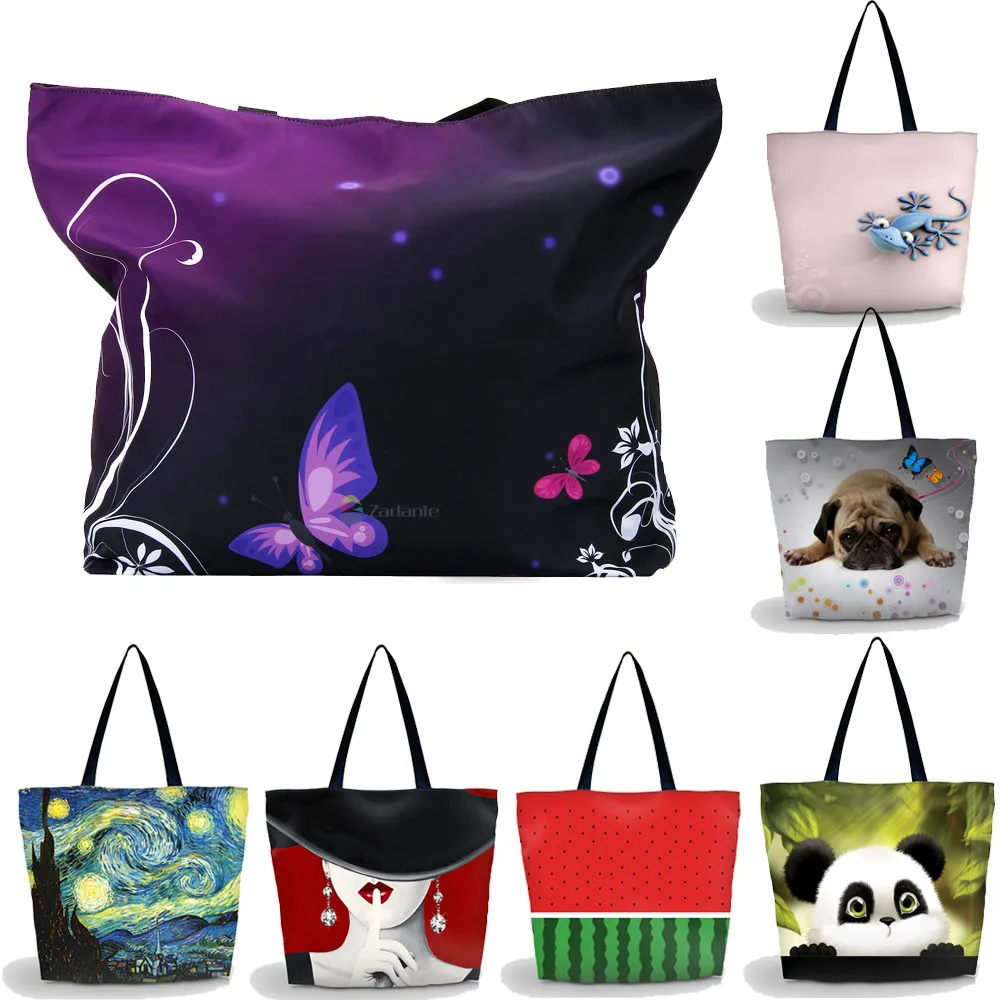 Reusable Shopping Grocery Bag with Top Zipper Closure Large Lightweight Polyester Foldable Beach