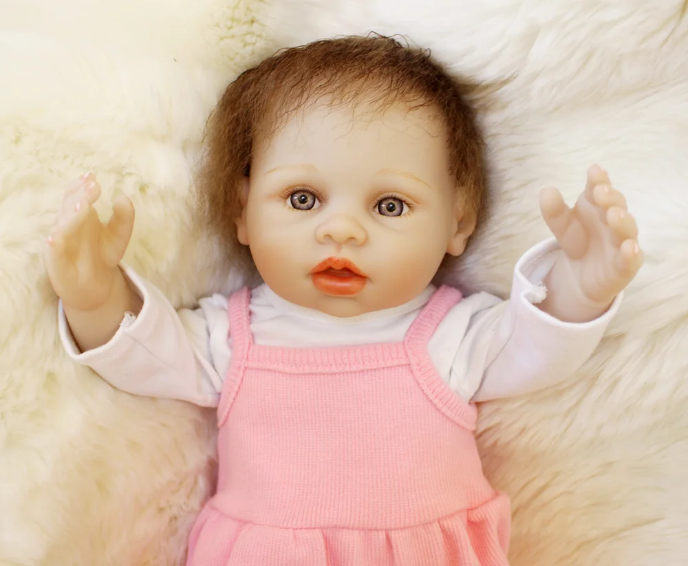 

brinquedos 45cm Full Silicone Bebe Reborn Girl Doll in cute dress Lifelike Baby Newborn Dolls big eyes Waterproof Bathe Toy DIY