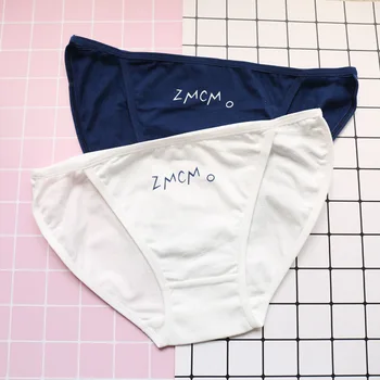 

SP&CITY Simple ZMCM Colored Solid Cotton Underwear For Girls Breathable Cute Brazilian Underwear Young Girl Student Panties