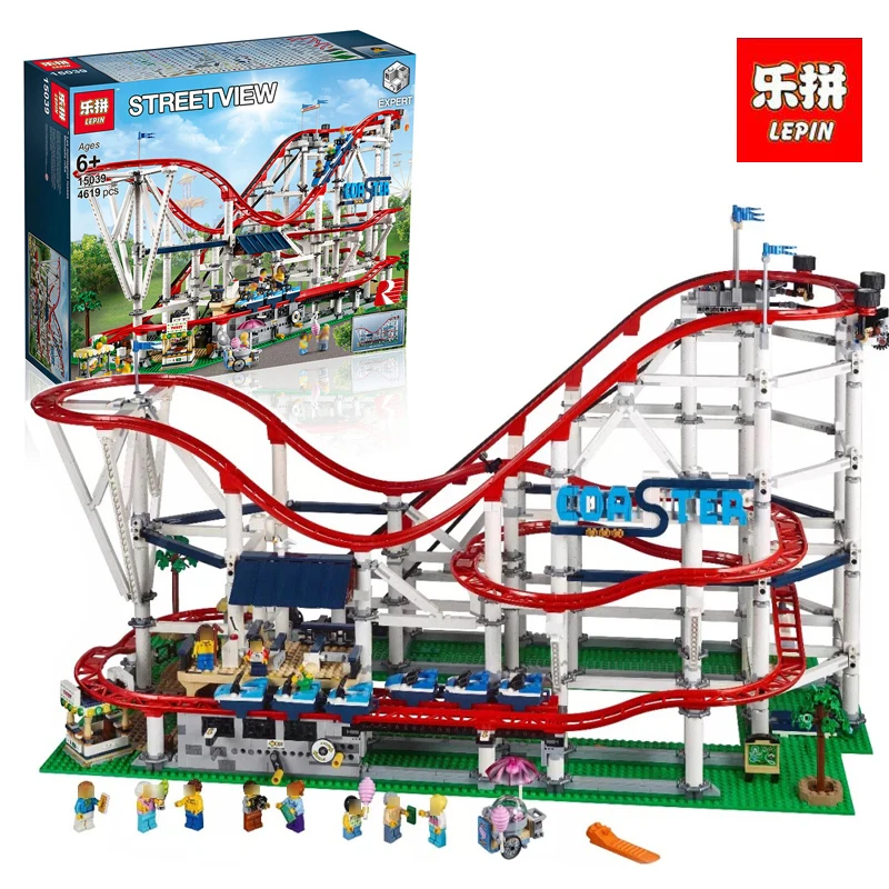 

Lepin 15039 Creator Expert Roller Coaster compatible Legoing 10261 Roller Coaster Set Building Blocks Bricks Kids Assemble Toys