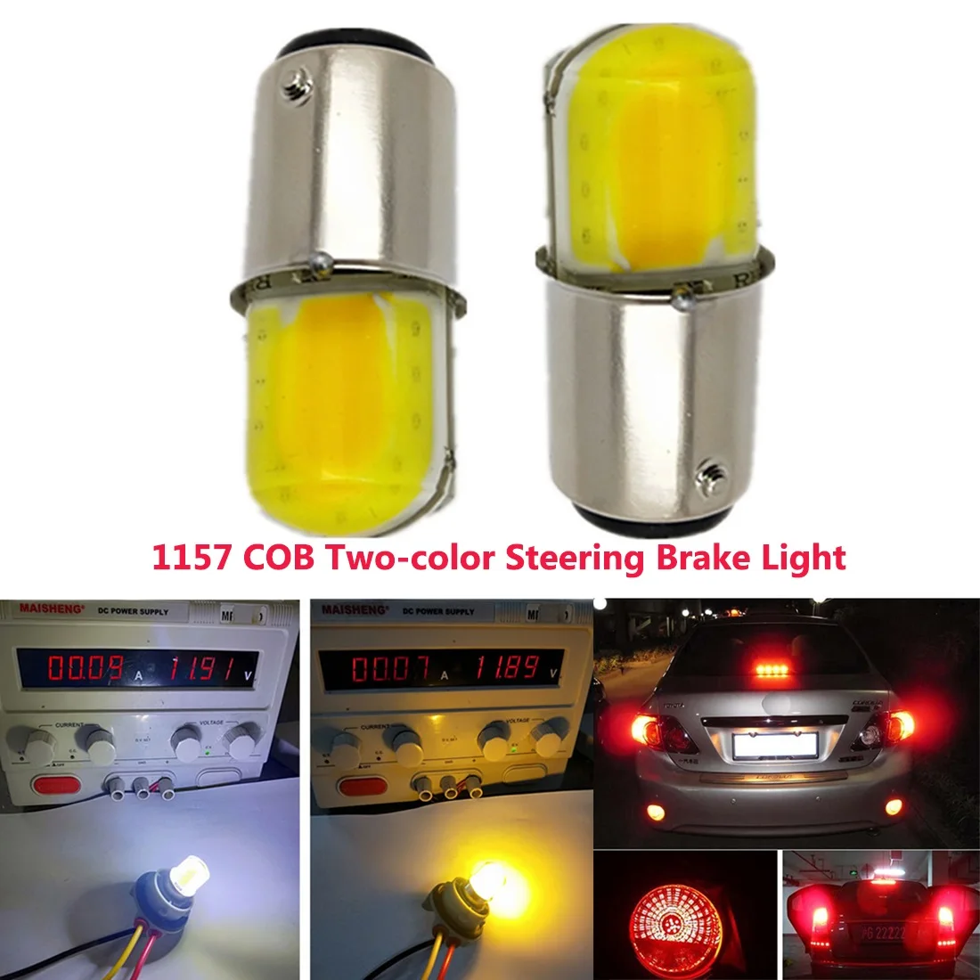 

2X Car Turn Signal Light Fog Light Driving Lamp Bulbs Switchback LED Drive Dual Color COBAmber White 1157 BAY15D DRL