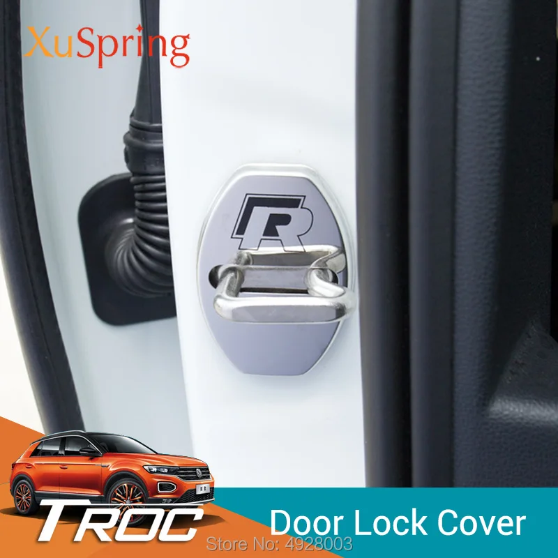 

Car Door Lock Caps Cover 4pcs/set Car-styling for VW T-roc Troc 2017 2018 2019