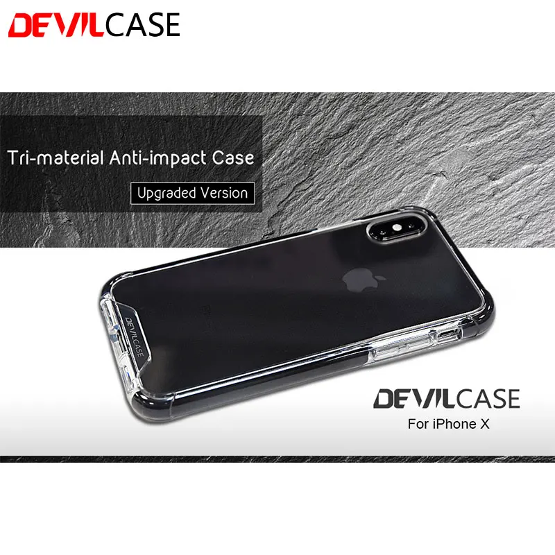 DEVILCASE для iPhone X XS Tri material противоударный прозрачный чехол из ТПУ + TPE PC телефона IPX