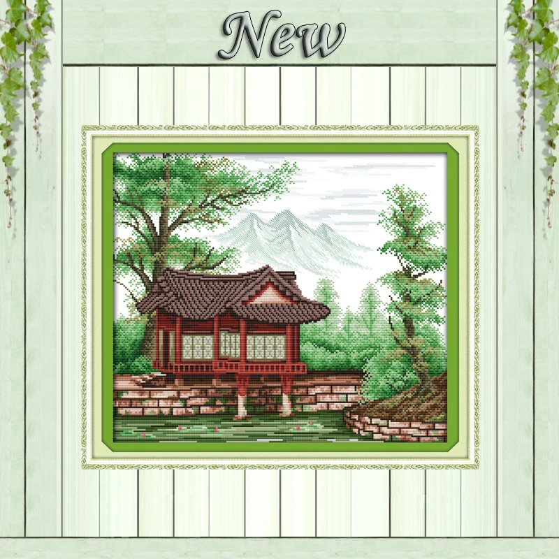 

Garden views Snow mountain Scenery,Pattern Counted print on canvas DMC 14CT 11CT DIY Cross Stitch Needlework kits Embroidery Set