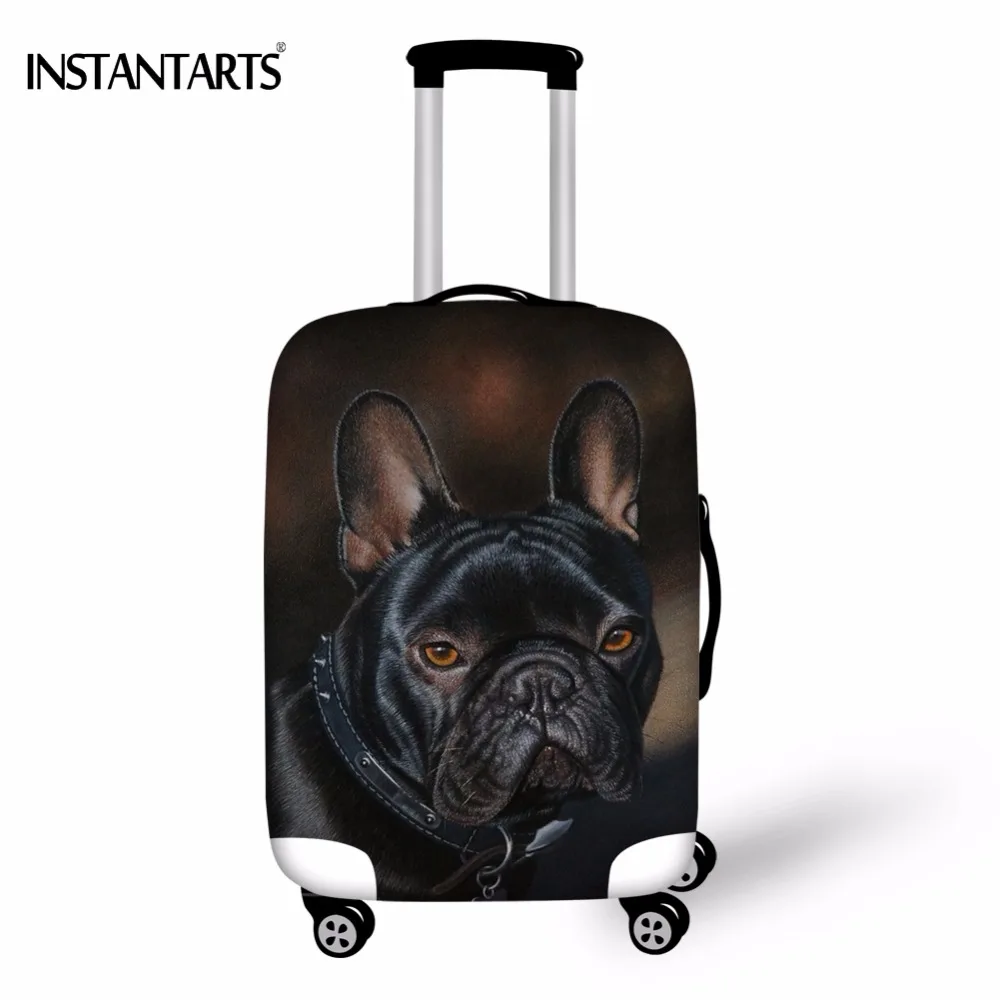INSTANTARTS Cute 3D Animal French Bulldog Printing Warterproof Luggage