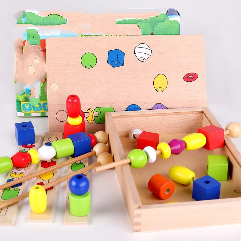 Brinquedo de Madeira Educativos para Crianças Montessori Grânulo Sequenciamento Conjunto Bloco Brinquedos Clássico Brinquedo Jogos 6 Brinquedos mat.