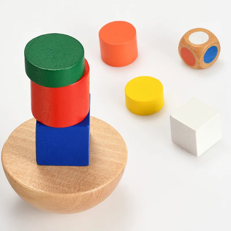 1 компл. Дети деревянные геометрические блоки Монтессори балансировки игры игрушки с холщовый мешок для образования детей подарок