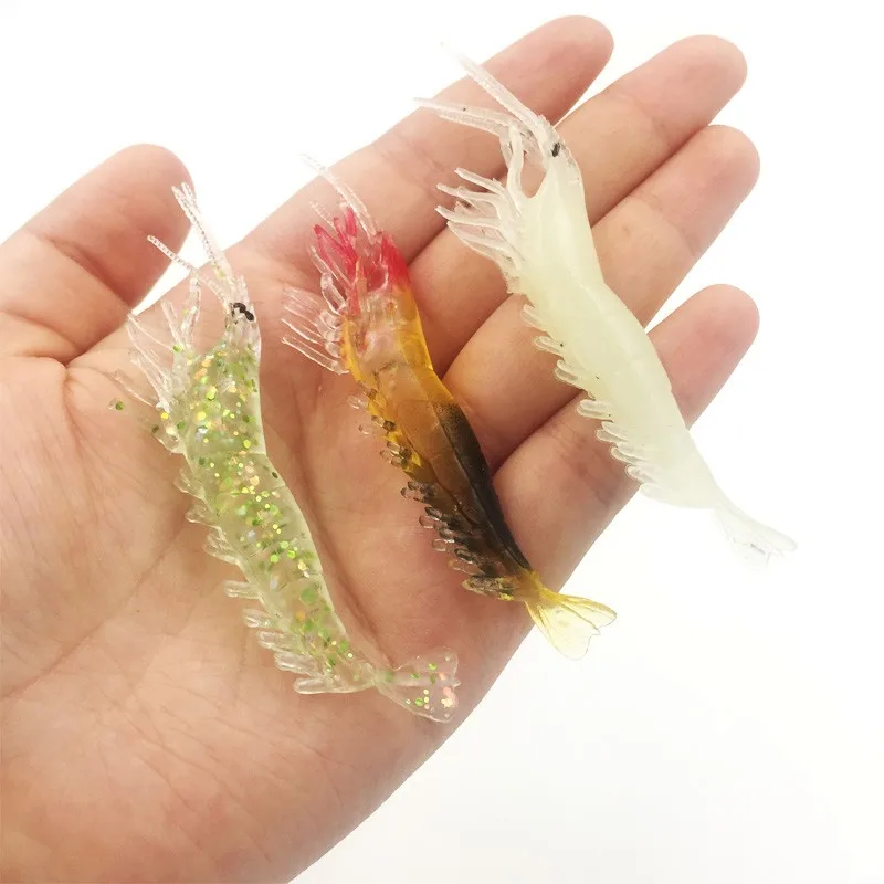

6pcs/lot 9cm/3.75g Soft Fishing Lure small shrimp Artificial Bait With 3 Colors fishing gear 022