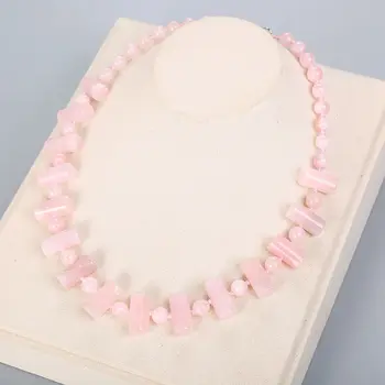 

Natural Stone Pendant Necklace Beads Rose Quartz Women Jewelry Original Gemstone Turquoise Pink Crystal Necklace Display Power