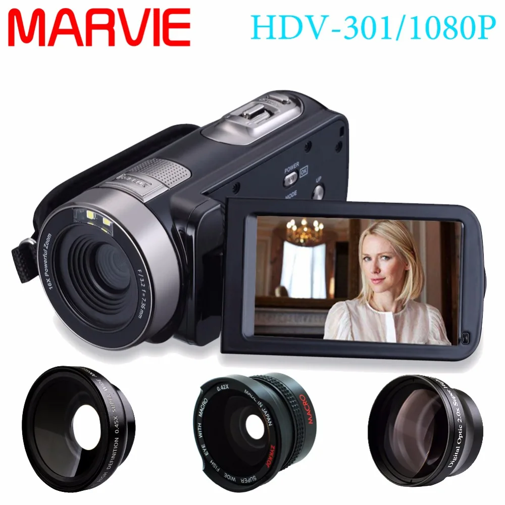 Marvie hdv-301 FHD 1080 P цифрового видео Камера видеокамера Ночное видение Широкий формат