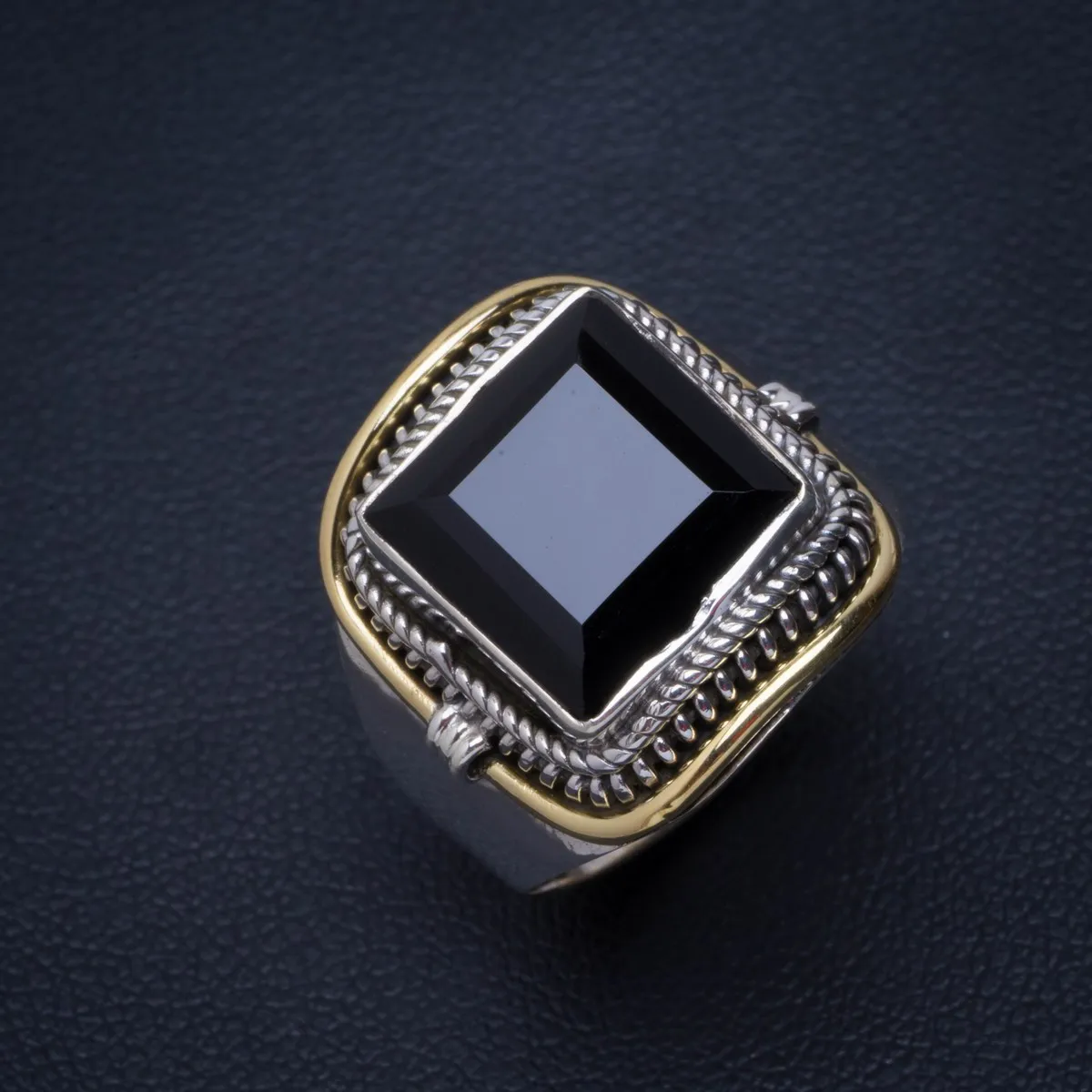 

Natural Black Onyx Handmade Unique 925 Sterling Silver Ring 8.75 B1140