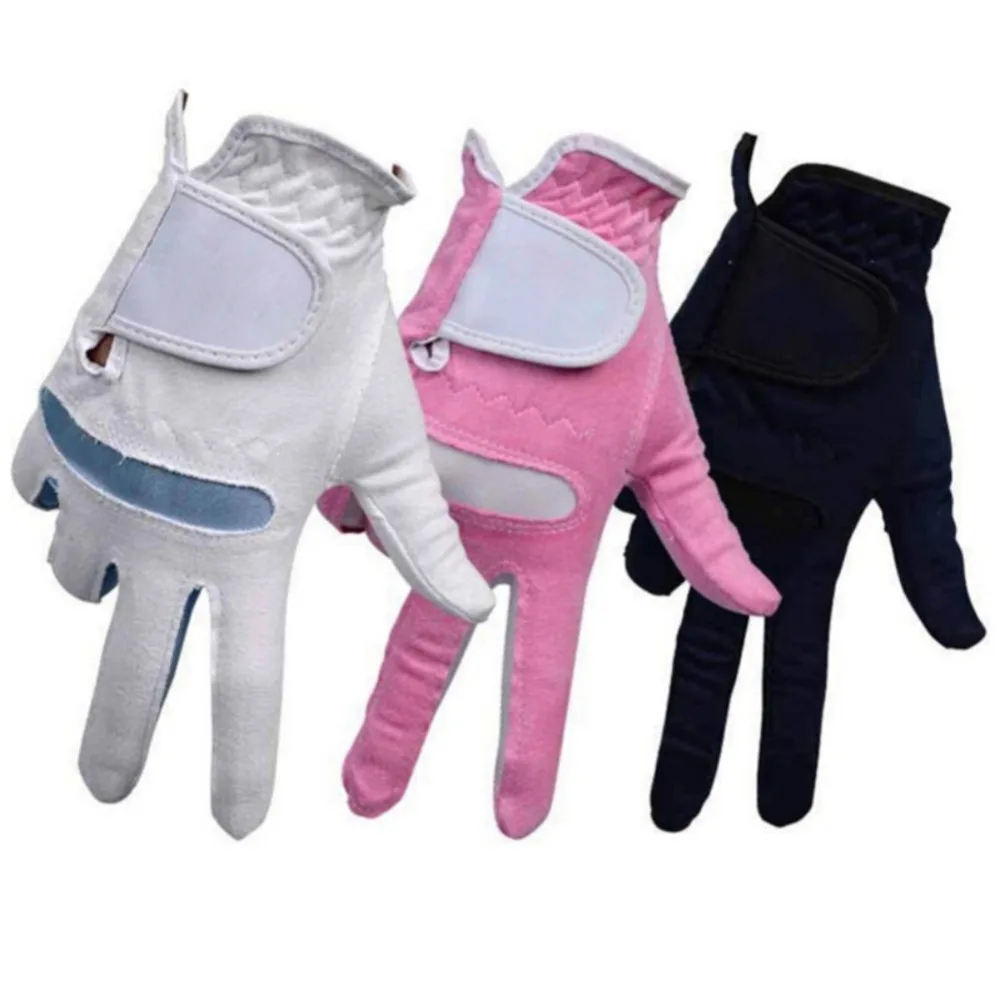

1 Pair Women Whole Finger Golf Gloves Microfiber Soft Fit Grip Durable Gloves Anti-skid Breathable Female Sports