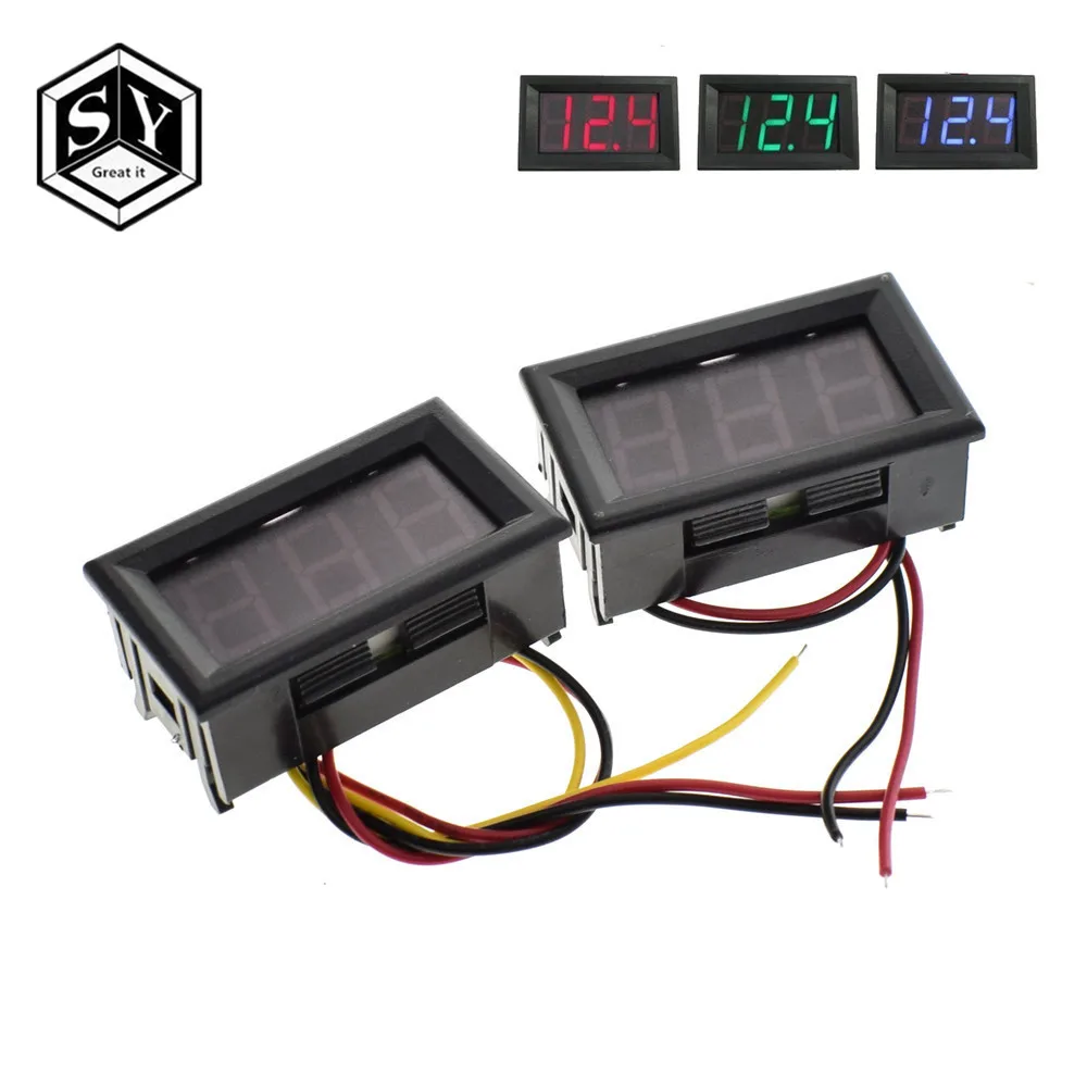 

0.56 Inch Mini Red Green Blue LED Display Panel Voltage Meter Voltmeter Home Use Voltage 3 Three Digital DC 4.5V 30V 2 / 3 Wires